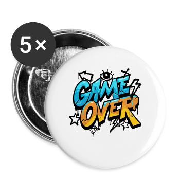 Game Over Graffiti Néon - Lot de 5 grands badges (56 mm) - blanc - Devant