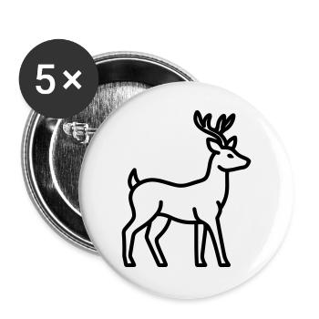 cerf - Lot de 5 grands badges (56 mm) - blanc - Devant