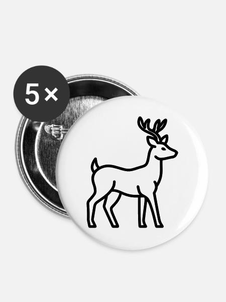 Hirsch - Buttons groß 56 mm (5er Pack) - Weiß