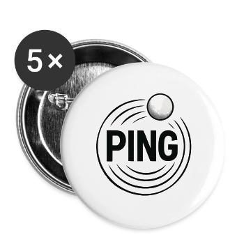 Ping Pong - Tennis de Table - Lot de 5 grands badges (56 mm) - blanc - Devant