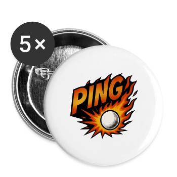 Ping Pong - Tennis de Table - Lot de 5 grands badges (56 mm) - blanc - Devant