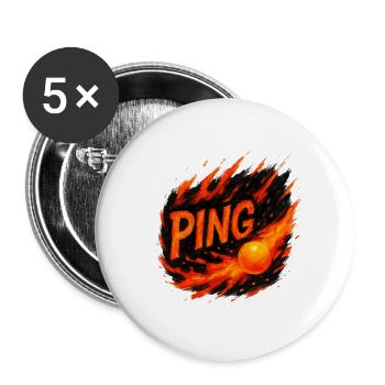 Ping Pong - Tennis de Table - Lot de 5 grands badges (56 mm) - blanc - Devant
