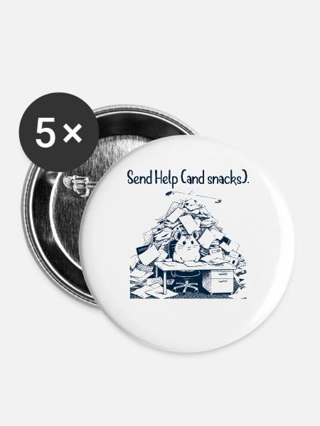 Hamster - Send Help and Snacks - Buttons groß 56 mm (5er Pack) - Weiß