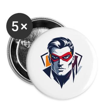 Héros Portrait Personnage de super-héros de la bande dessinée Red Mask - Lot de 5 grands badges (56 mm) - blanc - Devant
