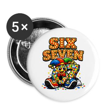 67 Six Seven Costume de Carnaval Drôle - Lot de 5 grands badges (56 mm) - blanc - Devant