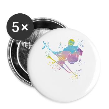 Ski alpin Sports d’hiver Ski nordique - Lot de 5 grands badges (56 mm) - blanc - Devant