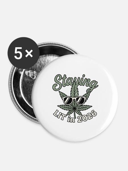 Staying Lit 2026 - Buttons groß 56 mm (5er Pack) - Weiß