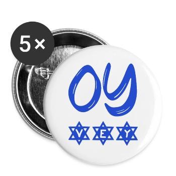 OY VEY funny Yiddish and Jewish sayings David Star - Buttons large 2.2''/56 mm (5-pack) - white - Front