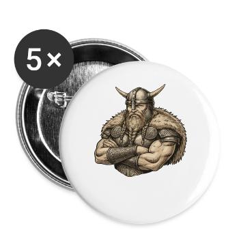 Légende viking viking marin Odin Raven Fighter - Lot de 5 grands badges (56 mm) - blanc - Devant