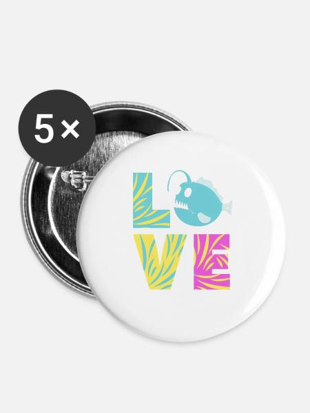 Anglerfisch - Buttons groß 56 mm (5er Pack) - Weiß