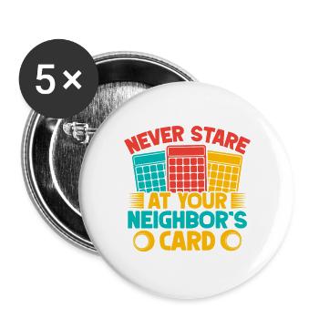 Bingo Game Never Stare Neighbor´s Card Bingo - Buttons groß 56 mm (5er Pack) - Weiß - Vorne