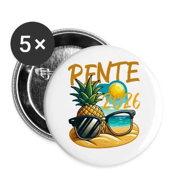 Pineapple Beach Retro 2026 Pension - Buttons large 2.2''/56 mm (5-pack) - white - Front
