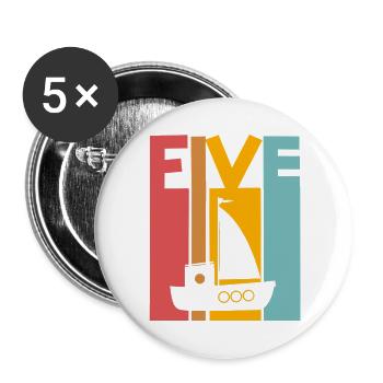 5th Birthday Sailing Ship - Buttons large 2.2''/56 mm (5-pack) - white - Front