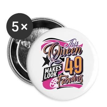 49. Geburtstag Queen - Buttons groß 56 mm (5er Pack) - Weiß - Vorne