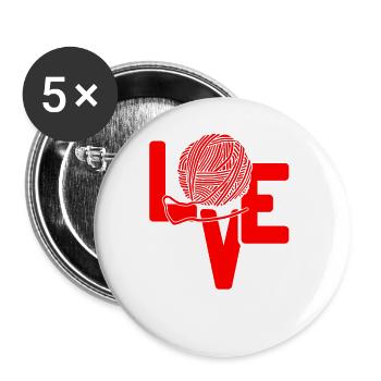 Love Yarn Crochet Drôle Tricot Amoureux de l’humour - Lot de 5 grands badges (56 mm) - blanc - Devant
