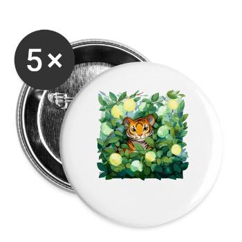 Tigre aux feuilles de citron - Lot de 5 grands badges (56 mm) - blanc - Devant