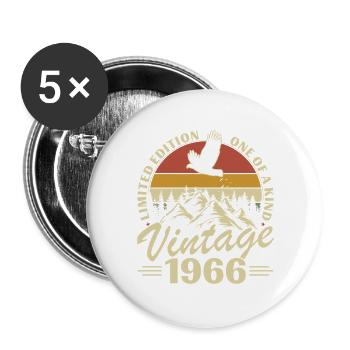 1966 Vintage Rétro Cadeau D'anniversaire - Lot de 5 grands badges (56 mm) - blanc - Devant