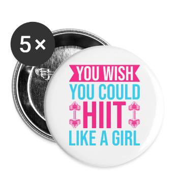 Fanatiques de fitness Hiit Like A Girl Gymnastique suédoise Gym - Lot de 5 grands badges (56 mm) - blanc - Devant
