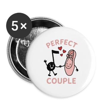 Perfect Couple Music Note Ballet Shoe Hearts - Buttons groß 56 mm (5er Pack) - Weiß - Vorne