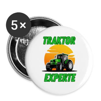 Traktor Experte - Buttons groß 56 mm (5er Pack) - Weiß - Vorne