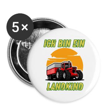 Traktor - Ich bin ein Landkind - Buttons groß 56 mm (5er Pack) - Weiß - Vorne