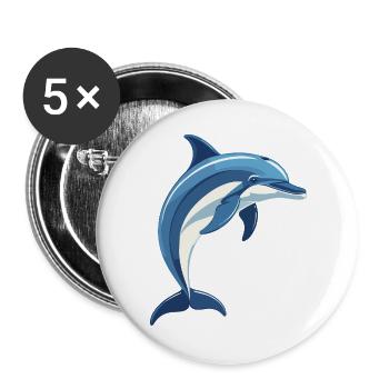 Blue dolphin jumping out of the water - Buttons large 2.2''/56 mm (5-pack) - white - Front