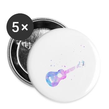Hawaiian Ukulele Uke Watercolor - Buttons large 2.2''/56 mm (5-pack) - white - Front