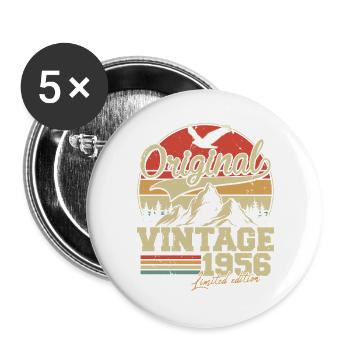 Original 1956 Vintage Vintage Birthday Retro - Buttons large 2.2''/56 mm (5-pack) - white - Front