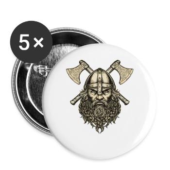 Légende viking viking marin Odin Raven Fighter - Lot de 5 grands badges (56 mm) - blanc - Devant