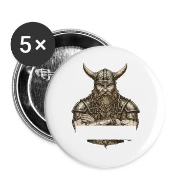 Wikinger Viking Legende Seemann Odin Rabe Kämpfer - Buttons groß 56 mm (5er Pack) - Weiß - Vorne