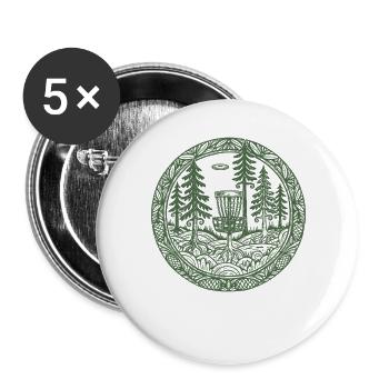 Forest Disc Golf Basket Flying Disc Course Scene - Buttons large 2.2''/56 mm (5-pack) - white - Front