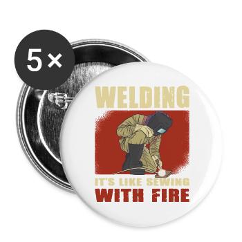 Schweißer Spruch Geschenke Für Metallbauer  - Buttons groß 56 mm (5er Pack) - Weiß - Vorne