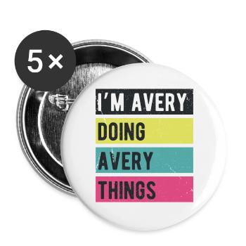 Ich mache Avery Things Retro-Farben - Buttons groß 56 mm (5er Pack) - Weiß - Vorne
