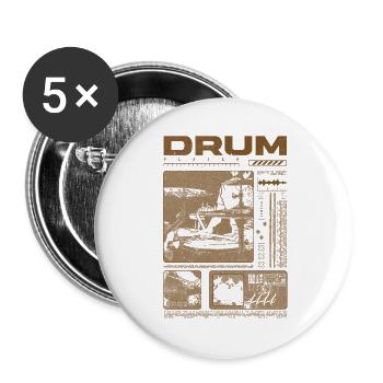 Rock Drummer Drum Player Streetwear - Buttons large 2.2''/56 mm (5-pack) - white - Front