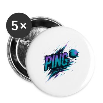 Ping Pong - Tennis de Table - Lot de 5 grands badges (56 mm) - blanc - Devant