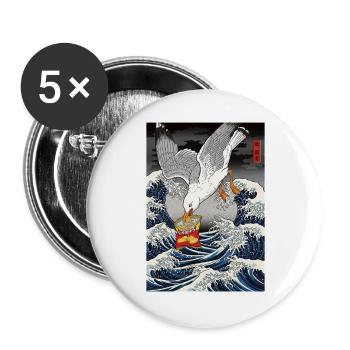 Mouettes vole des chips Drôle - Lot de 5 grands badges (56 mm) - blanc - Devant