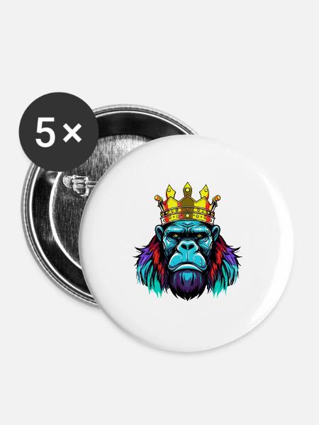 Gorilla Neon Krone - Buttons groß 56 mm (5er Pack) - Weiß