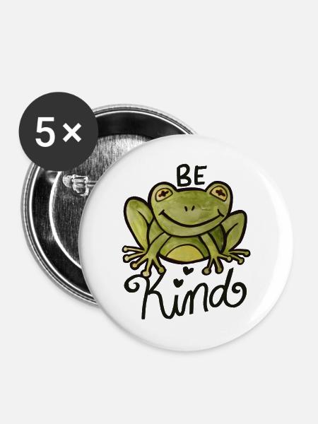 Be Kind Frosch-Aquarelldesign - Buttons groß 56 mm (5er Pack) - Weiß