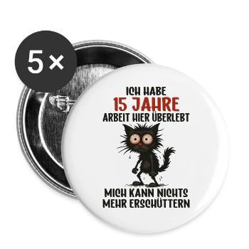 15 Year Company Anniversary Service Anniversary Work - Buttons large 2.2''/56 mm (5-pack) - white - Front
