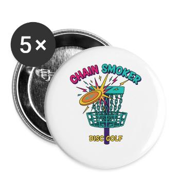 Kettenraucher-Discgolf Spaß-Frisbee-Szene - Buttons groß 56 mm (5er Pack) - Weiß - Vorne