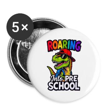 Rugir dans le dinosaure maternel : retour à l’école - Lot de 5 grands badges (56 mm) - blanc - Devant
