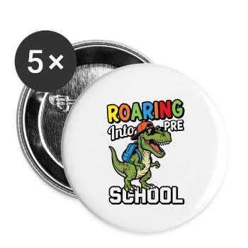 Roaring into Preschool Dinosaur Back to School - Buttons large 2.2''/56 mm (5-pack) - white - Front