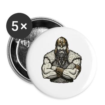 Wikinger Viking Legende Seemann Odin Rabe Kämpfer - Buttons groß 56 mm (5er Pack) - Weiß - Vorne