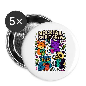 mocktail spirit crew, süße tiere - Buttons groß 56 mm (5er Pack) - Weiß - Vorne