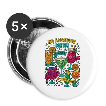 Pas de menu hangar, carte mocktail - Lot de 5 grands badges (56 mm) - blanc - Devant
