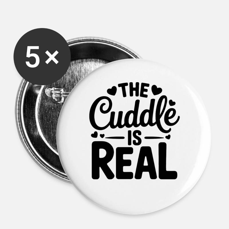 Hugging is real - Buttons large 2.2''/56 mm (5-pack) - white