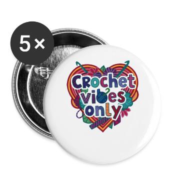 Ambiances drôles au crochet Uniquement amoureux du crochet Amoureux de la laine - Lot de 5 grands badges (56 mm) - blanc - Devant