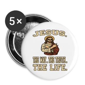 Jesus . The Way. The Truth. The Life. - Christen - Buttons groß 56 mm (5er Pack) - Weiß - Vorne