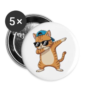 Cool Dabbing Cat Sonnenbrillen-Cartoon-Kunst - Buttons groß 56 mm (5er Pack) - Weiß - Vorne