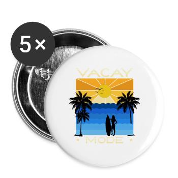 Lustiges Urlaubs & Surfer Design - Buttons groß 56 mm (5er Pack) - Weiß - Vorne